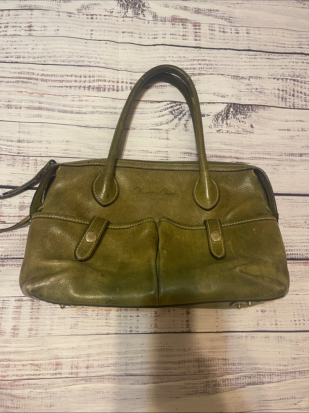 Dooney & Bourke Florentine Leather Olive Green East West Satchel Bag